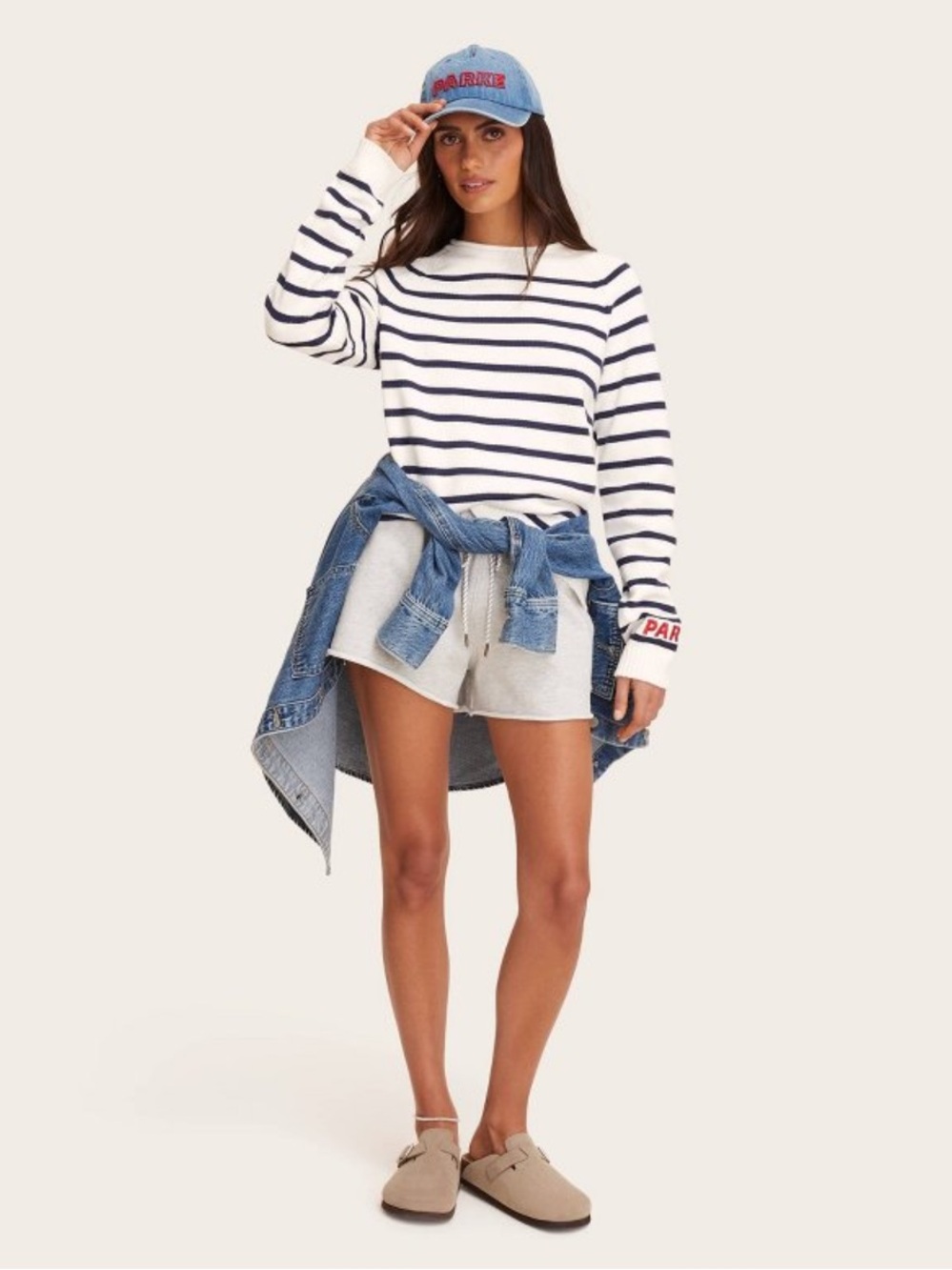 Parke x Target Women’s Navy Blue Rollneck Striped Pullover Sweater